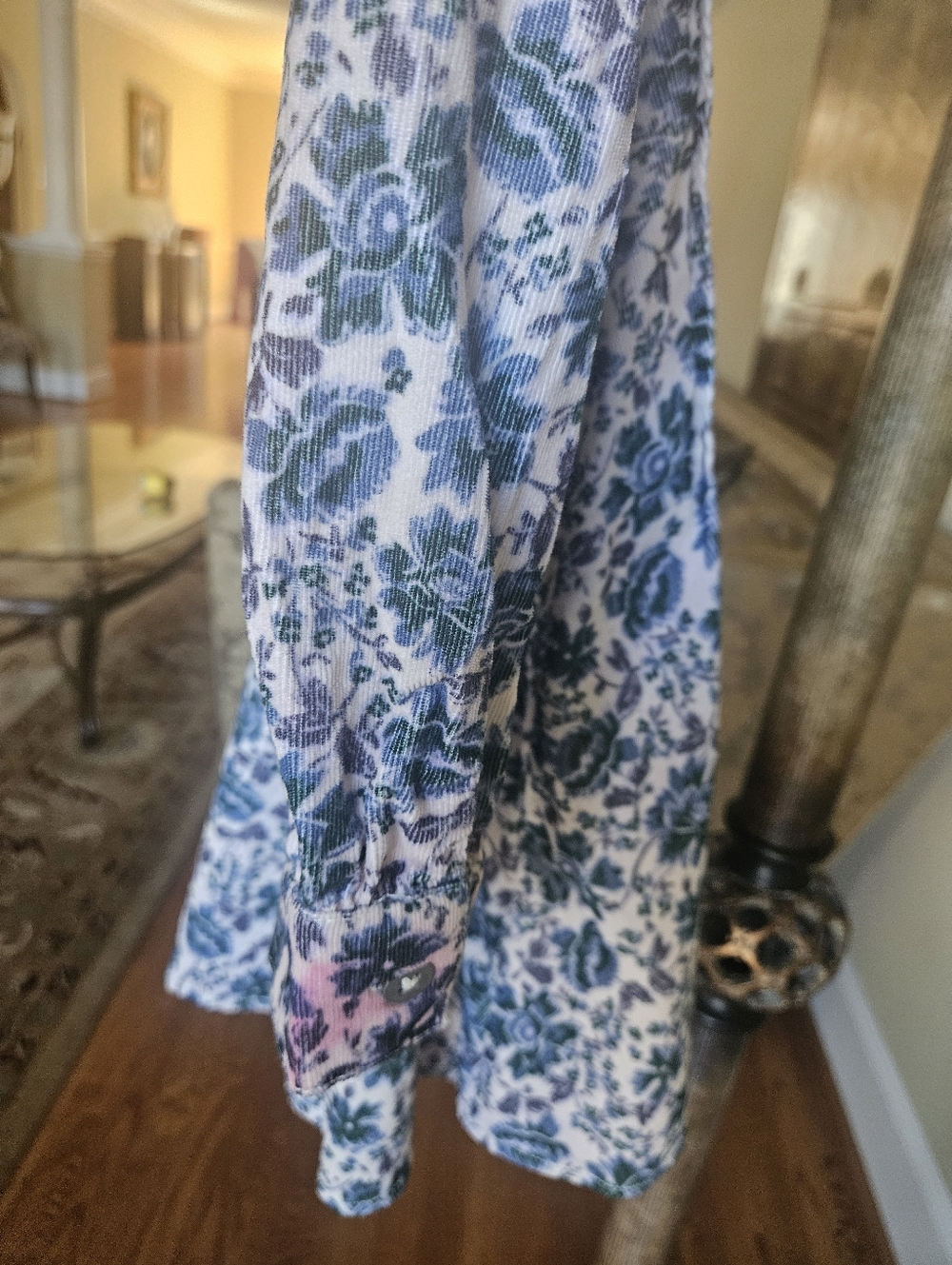 Free People CorduroyBlue and White Floral Mini Dress - Picture 11 of 17